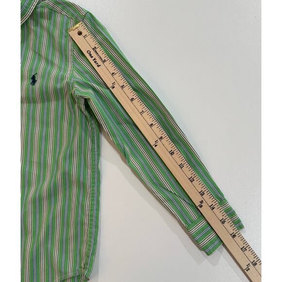 Ralph Lauren Boys Long Sleeve Green Strip Shirt Boys Sz 6 (06) - Picture 9 of 9